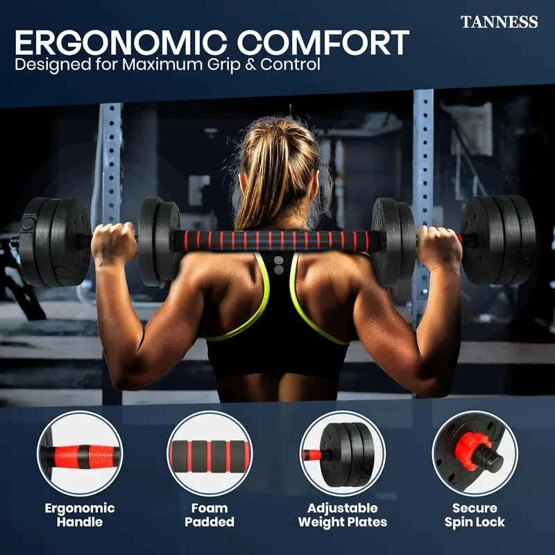 Dumbbells Set - 2 in 1 Adjustable Dumbbells - Dumbbell Sets for Men and Women - Barbell Weights Set with Connecting Rod - Dumbbell Pair - Gym Equipment - Exercise Equipment for Home Use adjustable  dumbbells swing  weights lifting  straps weights dumbbell 3