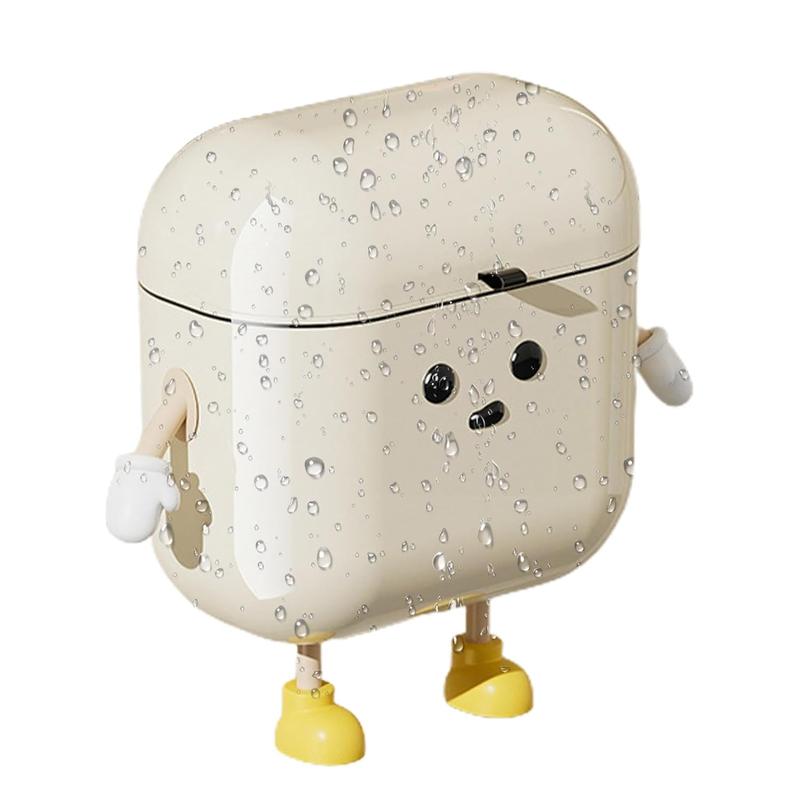 9L Hanging Trash Bin With Lid, Wall-mounted Kitchen Trash Can, Cream-Colored Trash Can, High AppearanceLevel, For Food Waste And Bathroom, Cupboard, Cabinet Door 0