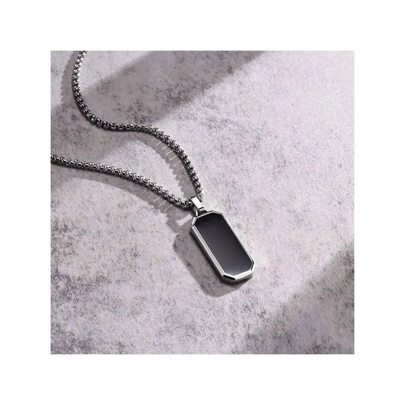 Elegant Men\ Necklace, Adorned With An Exquisite Black Geometric Droplet Pendant - Unique Design, Suitable For All Kinds Of Occasions 3