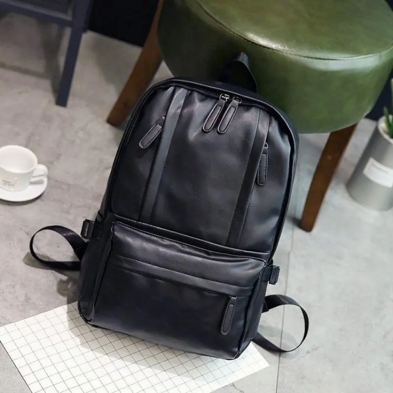 2025 Fashion Men Large Capacity PU Leather Backpack Luxury Men Outdoor Bag Male School Bags Man Business Backpack 4