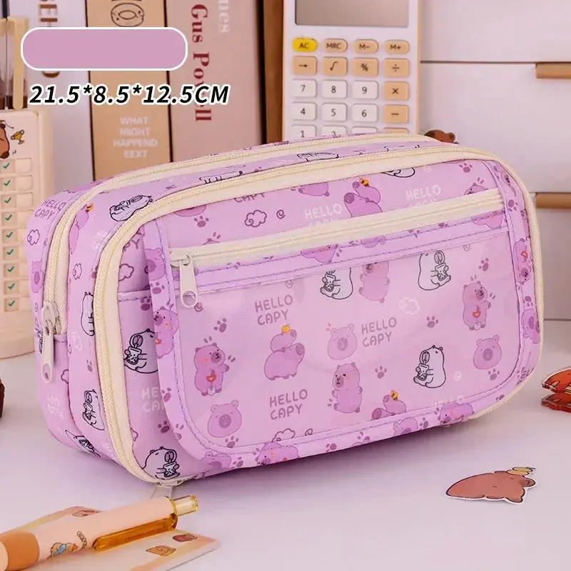 Cute Capybara Multi-Layer Large Pencil Case – Kawaii Stationery Organizer for School, Office & Art Supplies 2
