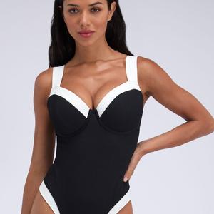 Boux Avenue Rivoli Monochrome Padded Swimsuit Ribbed Balconette One Piece Beachwear