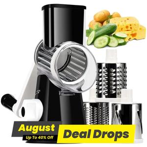 3 in 1 Multifunctional Rotary Cheese Grater, Manual Vegetable Slicer for Carrot Cucumber Potato, Valentine's Day Gift, Durable Vegetable Slicer