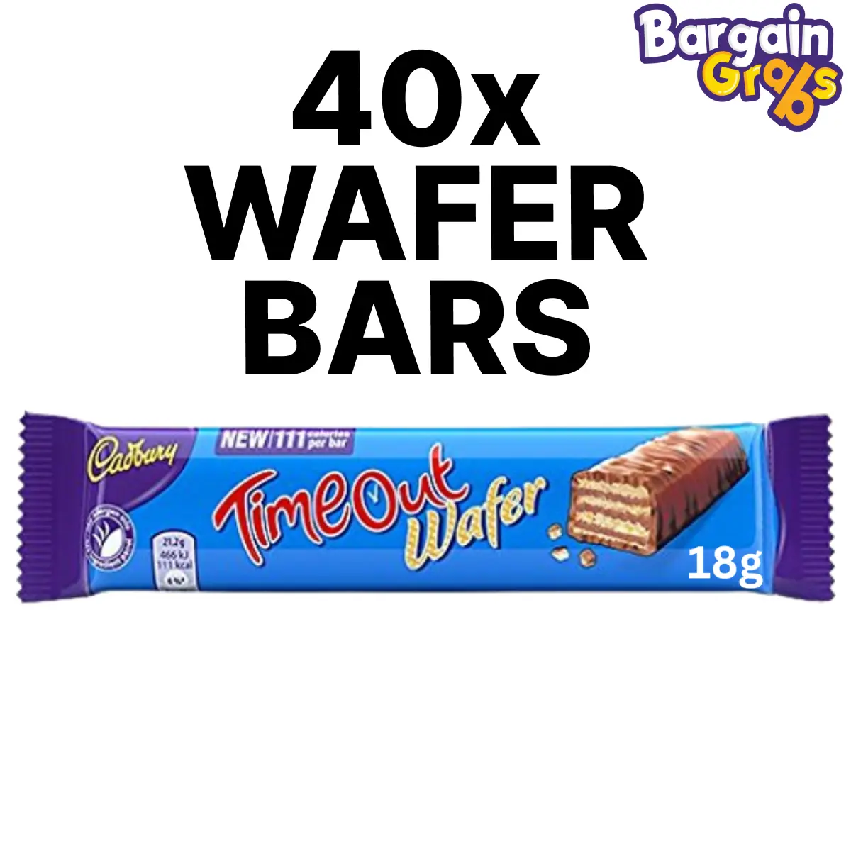 40 x 18g Cadbury Timeout Wafer Bars | Light, Crispy Layers with Smooth Cadbury Milk Chocolate | BBD: 24/07/2025 Snack Dessert