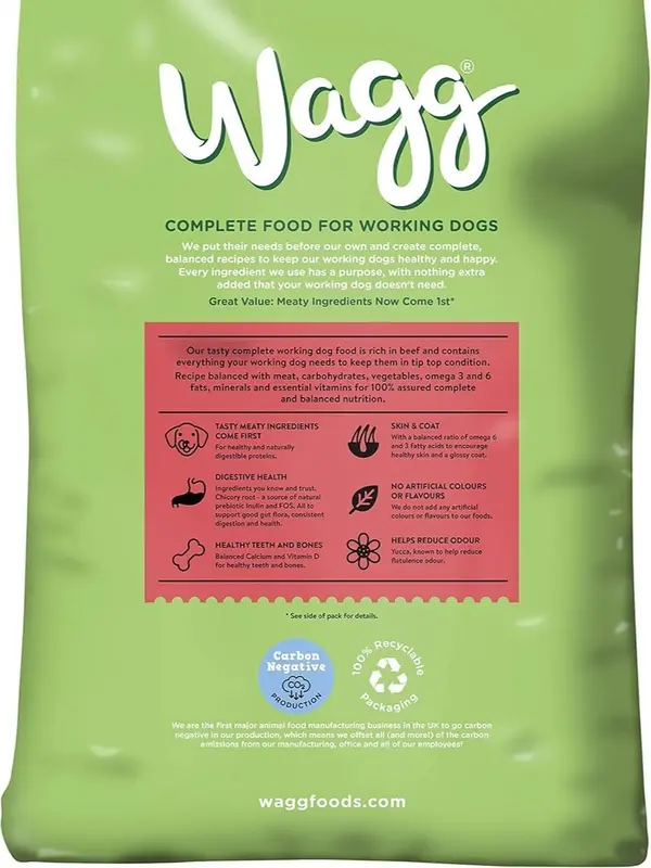 Wagg Active Goodness Complete Dry Adult Dog Food Beef & Veg 12kg - For All Active Working Dog Breeds 3