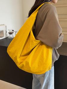 Women's Solid Color Textured Draped Tote Bag, Large Capacity Shoulder Bag for Work & Daily Used, Casual Trendy Versatile High-quality Daily Commuting Bag