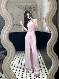 Light luxury European ice silk cool straight leg casual pants