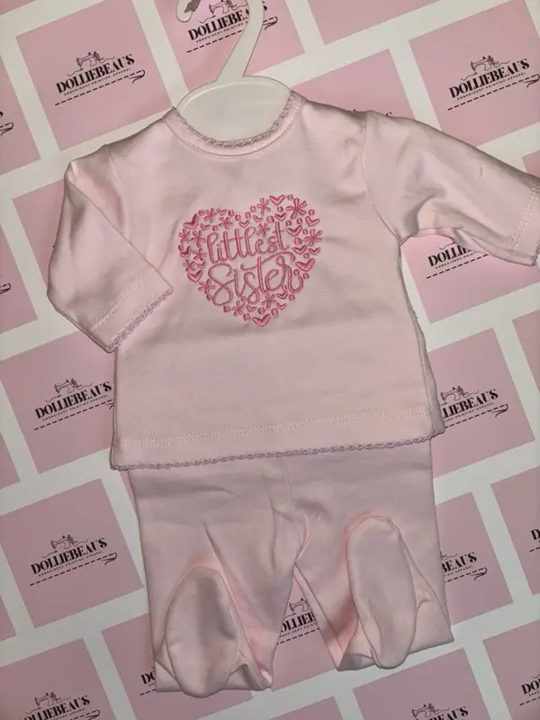 Product Introduction of Littlest Sister Embroidery 2pc Set for Baby Girls 0-6 Months 8