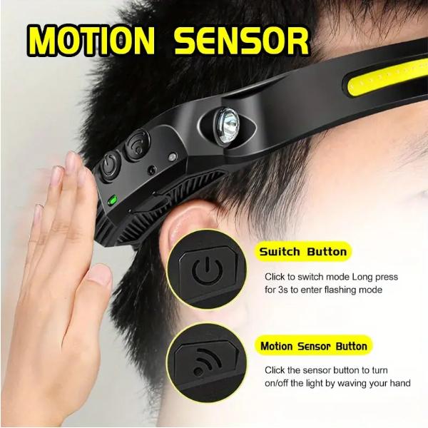 Rechargeable Headlamp, Led Light, Rechargeable 230 Wide Head Lamp with Motion Sensor for Adults,Outdoor Night Running & Car Reparing, 230 Degree Wide Beam Headlights 4