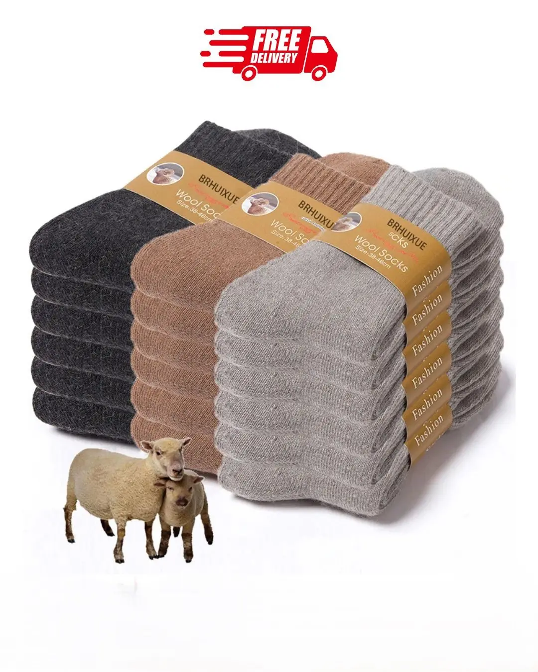 6 Pairs Winter Wool Socks for Men & Women - Thermal Warmth
