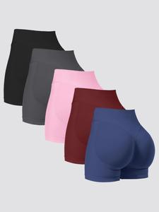 Women's Solid Color High Waist Seamless Sports Shorts, High Stretch Breathable Comfortable Skinny Shorts, Ladies Sportswear for Indoor Outdoor Wear