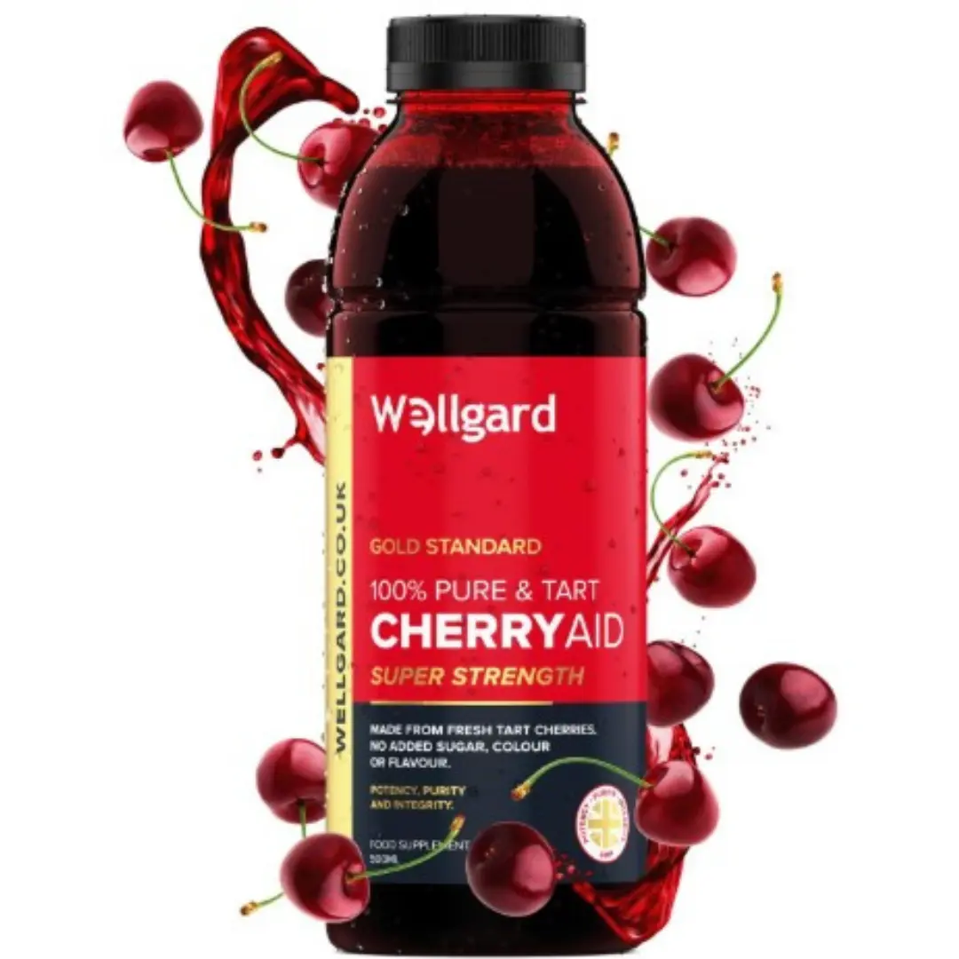 Wellgard Tart Cherry Juice, CherryAid 100% Montmorency Cherry Juice 500ml, Sour Cherry, Made in UK - Beverage