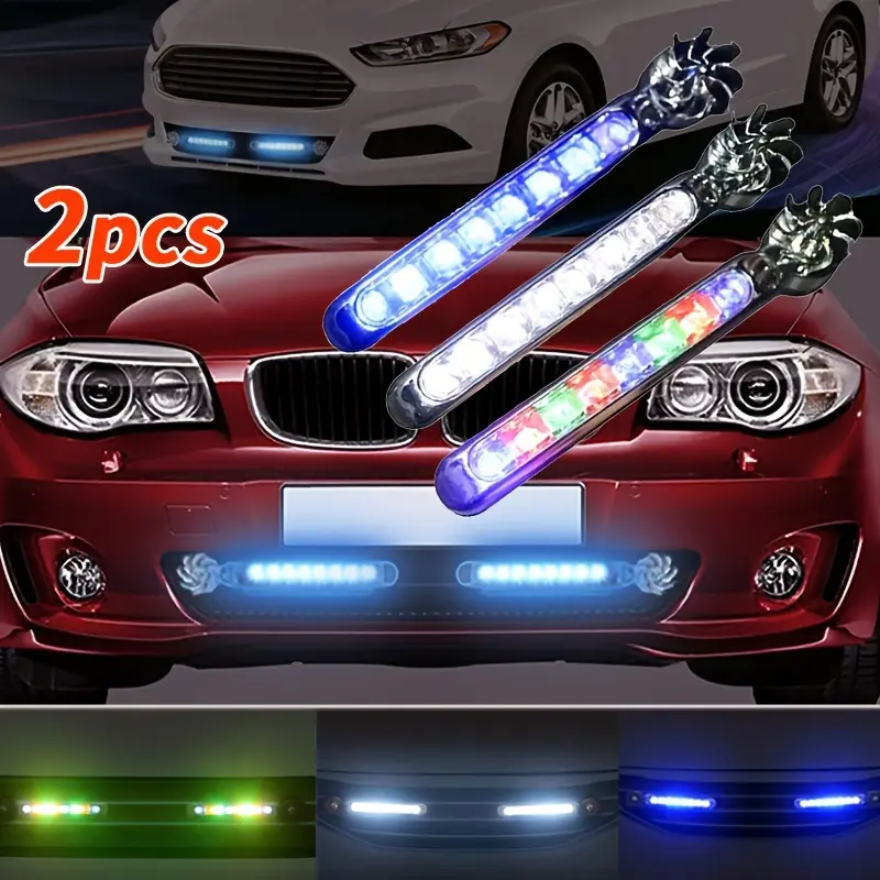 2pcs Car Wind Powered Car LED Fan Light Rotation Fan Lamp Automobile Decorative lamp 4