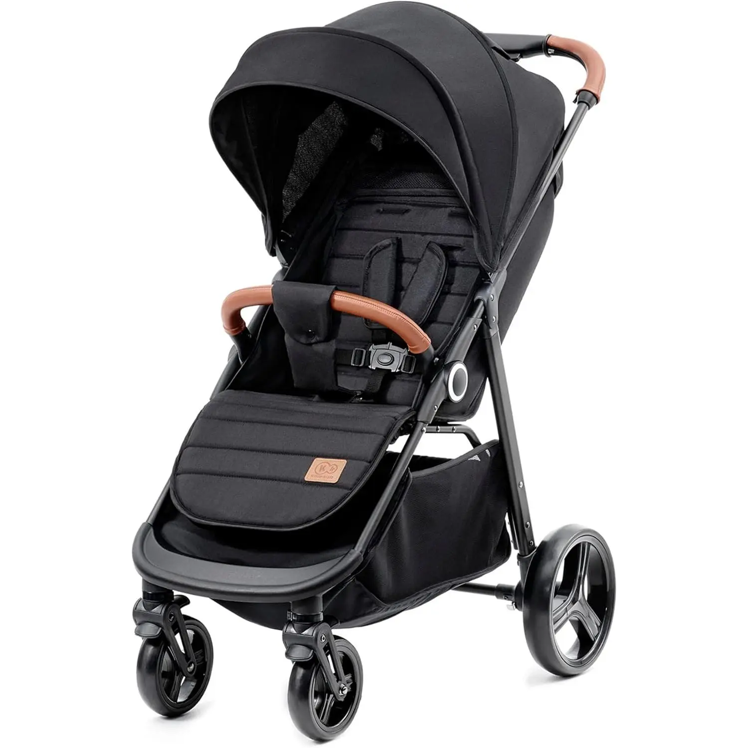 Kinderkraft GRANDE PLUS Stroller pushchair for toddlers from Birth to 22 kg, Extra-large hood, Lie-flat position, Folding with one hand, Shock absorption on all wheels, Black