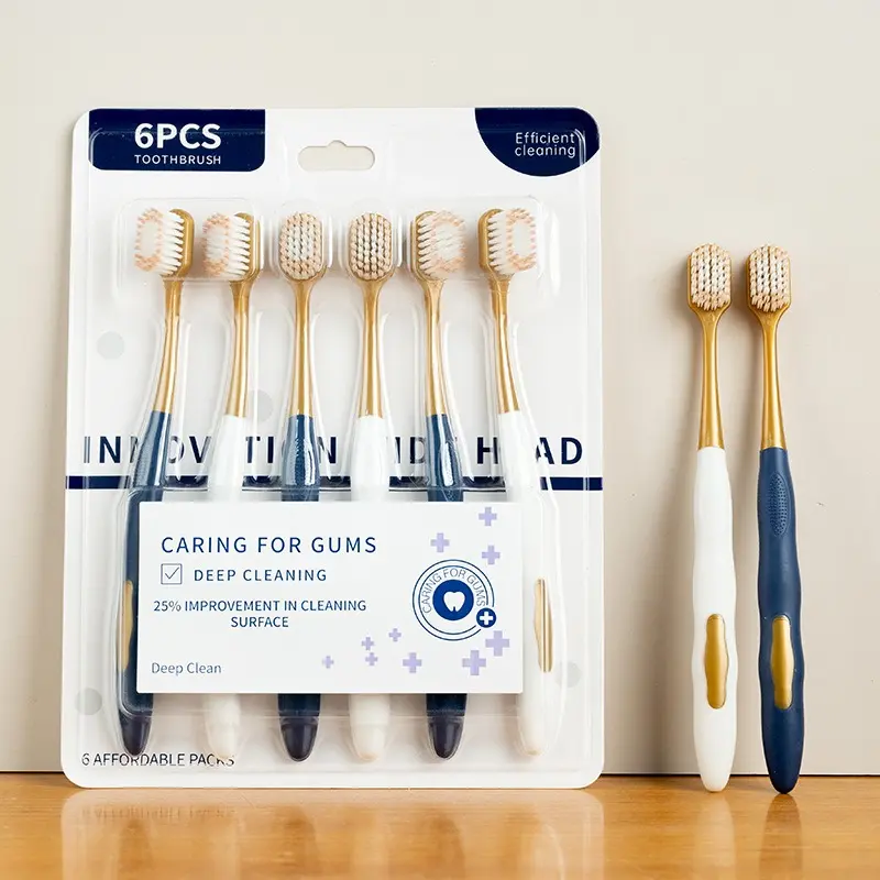6 Pack Soft Bristled Toothbrush with Wide Head Design Wide Head Dense Silk Soft Premium Toothbrush Suitable Adults To Thoroughly Clean Teeth and Protect Gums in Oral Sets  Adult Soft Bristles High-density Household Deep Cleaning Mouth Suitable for Touring