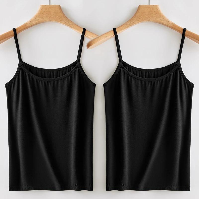 Summer Simple Sling Camisoles Women Girls Crop Top Sleeveless Shirt Lady Bralette Tops Strap Skinny Camisole Base Vest Tops 7