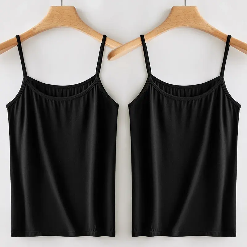 Summer Simple Sling Camisoles Women Girls Crop Top Sleeveless Shirt Lady Bralette Tops Strap Skinny Camisole Base Vest Tops 7
