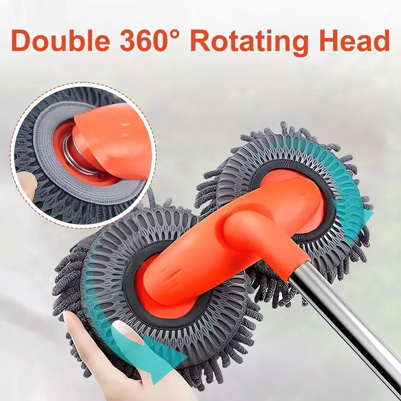 Microfiber Car Wash Mop Kit with 4 Replacement Heads for Exterior Cleaning - Telescopic Brush for Car Van SUV Truck 1
