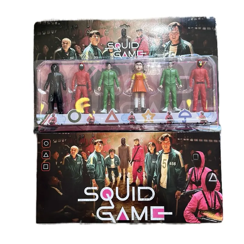 Squid Game Six Piece Character Set with Squid Game Gun - Collectible Figures