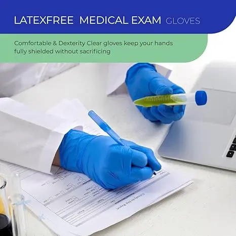 Pack of 100 Disposable Blue Nitrile Gloves Powder Free Latex Free for Salon Beauty Nail Tattoo Mechanics 5