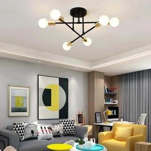6 Heads Ceiling Light Fixture, Hard Wired Modern Ceiling Lamp, Semi Flush Mount Ceiling Lights for Bedroom, Room Lights without Bulb, Indoor Lighting for Living Room, Dining Room, Bedroom, Mid Century Modern