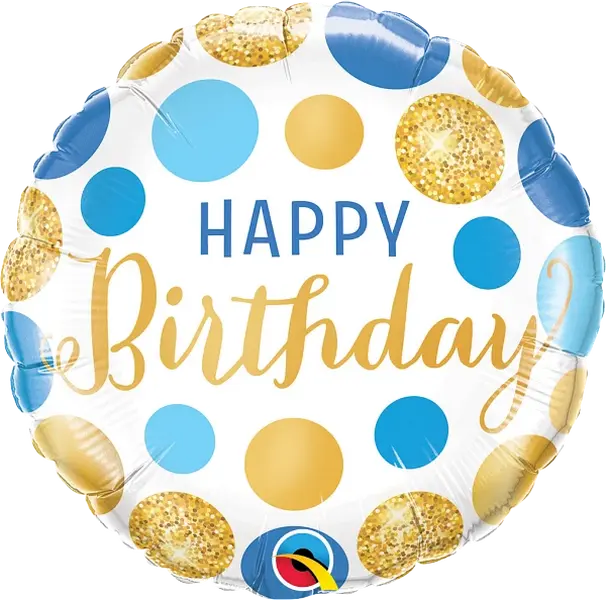 Birthday Blue & Gold Dots Balloon - 18 inch 0