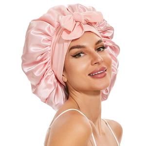 Solid Color Lace Up Front Double Layer Headband, Pleated Design Solid Matching Wide Band Hair Bonnet, Sleeping Bonnet for Spring Summer Women