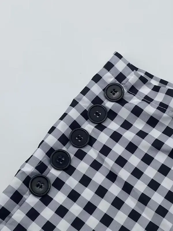 Women's Plaid Print Jumpsuit, Casual ComfyWide Leg Overalls for Daily Wear, Ladies Overallsfor All Seasons 5
