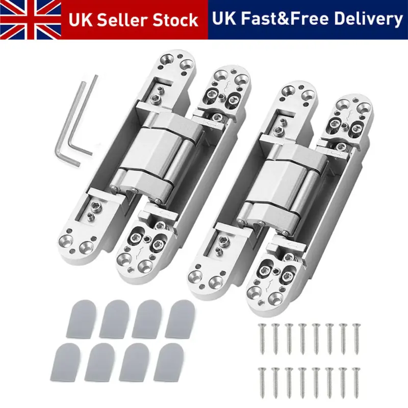 2x Hidden Heavy Duty Concealed Door Hinges Invisible 3 Way Adjustable Butt Hinge 1