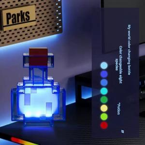 Christmas gifts，Minecraft, a color changing potion bottle, a party night light and an adjustable breathing light.