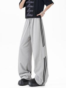 Men's Striped Print Trousers, Regular Fit Casual Street Comfy Breathable Pants for Daily Wear, Men's Bottoms for All Seasons