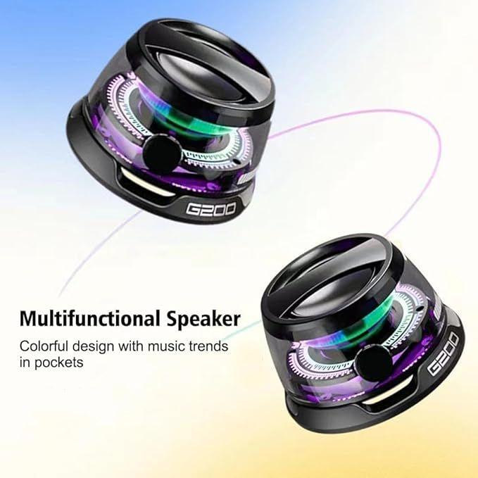 Product Introduction of Multifunctional Magnetic Bluetooth Speaker, G200 Portable Bluetooth Speaker with Multi -RGB Colour Light and Phone Holder, Waterproof Magbeat Bluetooth Speaker for Outdoor Travel (Black), Mini Bluetooth Speaker, Ultra Small Portable Adsorption for Phone 5