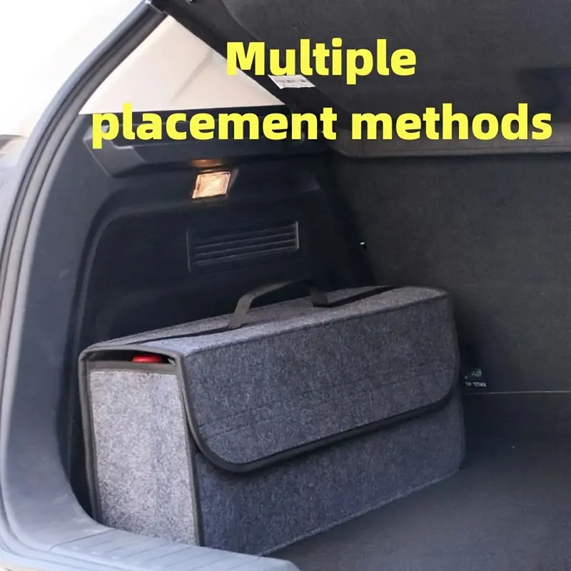 Gray Anti Slip Compartment Boot Storage Organizer Tool Car Storage Bag Car Trunk Organizer Soft Felt Storage Box Car Accessories 8