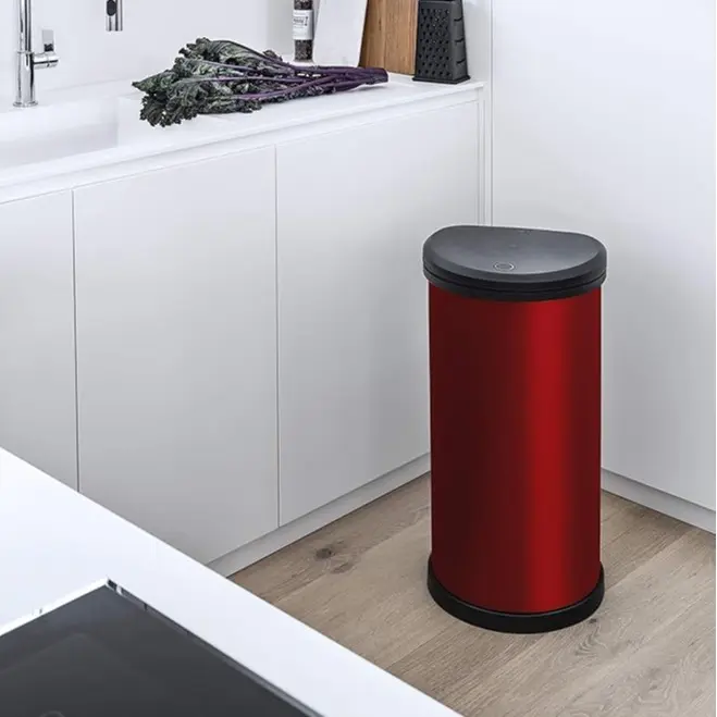 Curver Metal Effect 70% Recycled Kitchen One Touch Deco Bin, 40 Litre 2