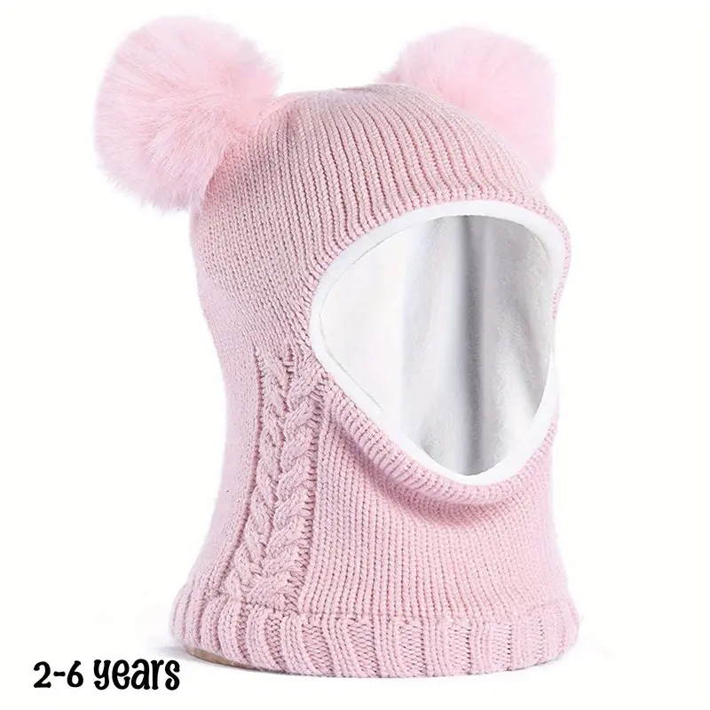 Camptrace Baby Toddler Kids Winter Hat Scarf Set Girls Boys with Fleece Lined Beanie Snow Hat Hood Pom 4