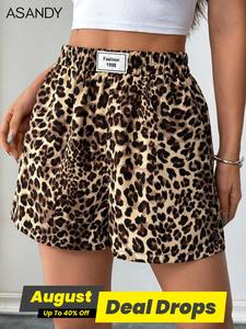 Women's Leopard Print Shorts, Comfy Casual Boho Shorts for Summer, Women's Bottoms for Daily Wear