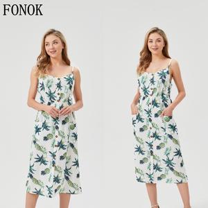FONOK Casual Halter Long Dresses,Summer Vacation Sleeveless Dresses,Fashion Plus Size Women's Dresses