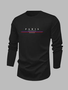 Men's Letter Print Round Neck Sweatshirt, Casual Long Sleeve Crew Neck Pullover for Spring & Fall, Fashion Men's Top for Daily Wear