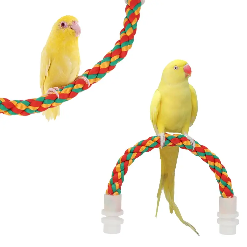 Bird Bite Toy Multi-color Parrot Standing Woven Rope Toy  Bird Chew Toy Bendable Pet Parrot Standing Perches  For Parakeet 2