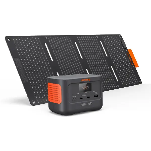 Jackery Explorer 100 Plus Portable Power Station with 40W Mini Book-sized Solar Panel, 99Wh/31000mAh LiFePO4 Battery, 128W Output Backup Power Supply for Outdoor Camping, Travel, Emergency, Home & Business Use, Palm-sized & Faster Charging 7