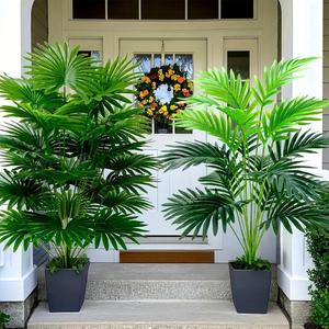 Artificial Palm Tree, 2 Counts/set Faux Palm Tree, Fake Indoor Plants, Decorative Plants for Home Garden Yard Wedding Party Decoration, Fruit