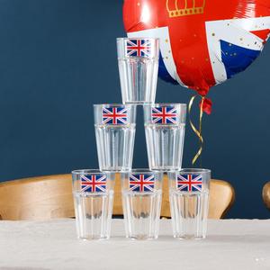 British Party Supplies Union Jack Cups Tumbler Glass 12 Pack - VE Day 80th Anniversary UK Flag Plastic Drinkware Set Reusable 300ml Bottles
