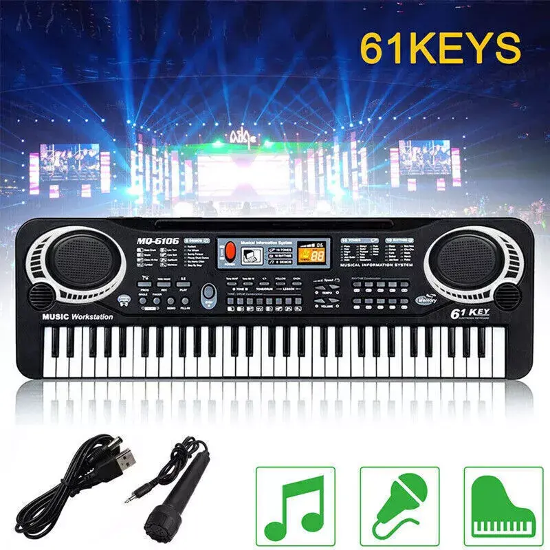 61 Key Electric Digital Piano Musical Beginner Electronic Keyboard Instrument UK 1