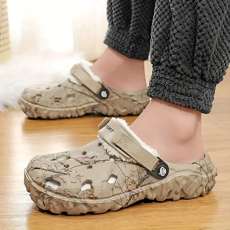 ORACEGRA        Men's Winter Warmth - Casual EVA Round - Toe Slip - On House Slippers with Fabric Lining and Non - Slip Design for Fall and Winter 2