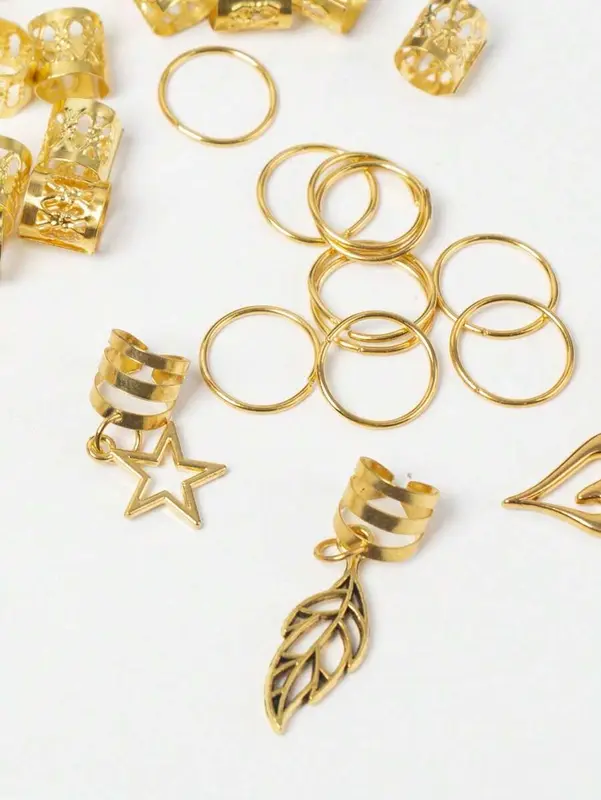 40pcs Gold Color Hair Rings Set, Street Style Party Braids Hair Accessories, Women Hair Clips, Summer Braid Decorations - hair accessories women 2
