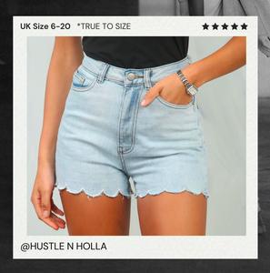 Scallop Edge High Waisted Shorts - UK SIZE 6-20  - Women's Short , Holiday Wear , Ladies Summer Wear, Casual Shorts