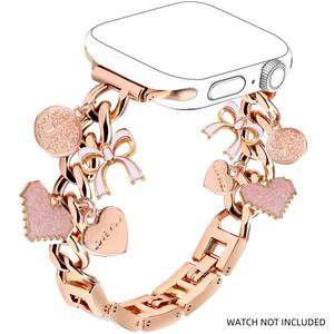 Fashionable Metallic Watch Band, 1 Count Watch Band with Decorative Pendants, Cute Watch Band Compatible with Apple Watch Series