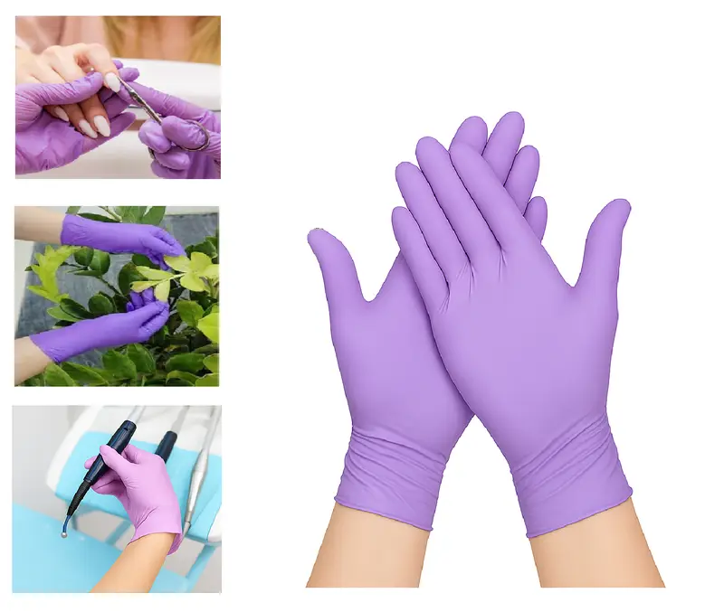 100 Premium Lilac Purple Nitrile Gloves Disposable Powder-Free Latex-Free Textured Fingertips Blossom brand Dentistry Beauty Salon Nail Tattoo Care Size XS 3