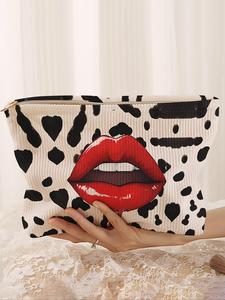 Fashion Lip Print Makeup Bag, Casual Versatile Storage Bag, Travel Makeup Bag, Handheld Cosmetic Pouch, Suitable for Women and All Kinds of Occasions