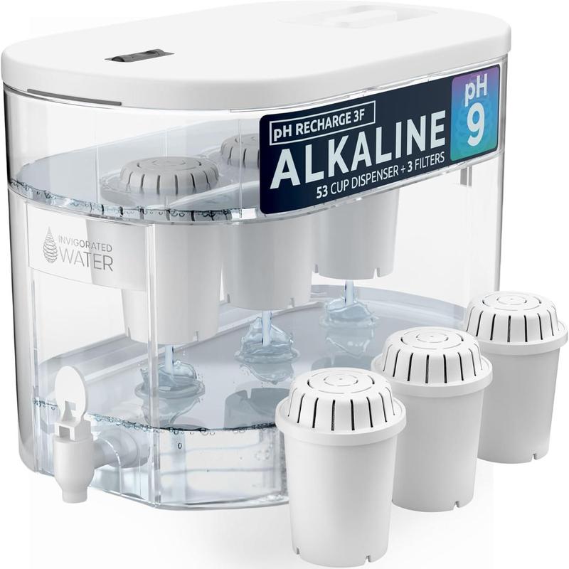 pH Recharge 3F Alkaline Countertop Water Filter Dispenser - 3.3 Gallons Water Jug Dispenser - Removes Fluoride Chlorine & Impurities - Improves Water pH - Clean Healthy Drinking Water - 12.5 litres 0
